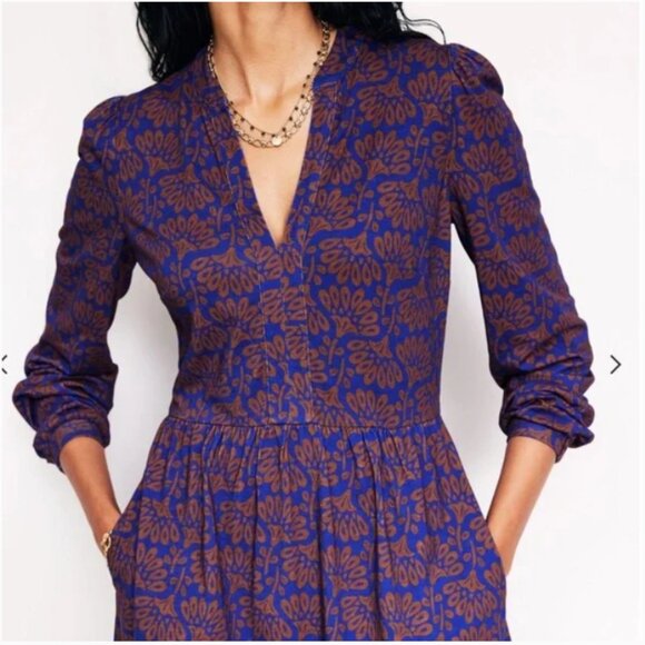 Boden Naomi Relaxed Jersey Dress Gingerbread, Dandelion Sprig 14 - Picture 2 of 13